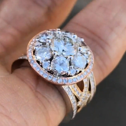 6.0Ctw Round Cut Round Band Cluster White Sapphire Ring-JEWELBUYS
