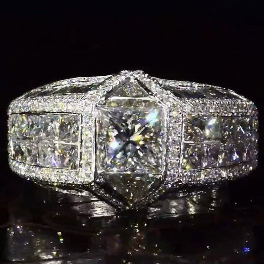 Unique 3.3ct Princess Square Sapphire Ring - JEWELBUYS