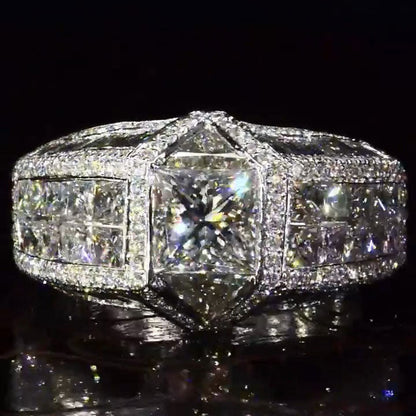 Unique 3.3ct Princess Square Sapphire Ring - JEWELBUYS