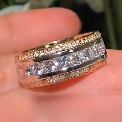 3.8Ctw Half Bezel Pavé Sapphire Eternity Band-JEWELBUYS