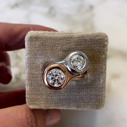 Elegant 2.5ct Round Cut White Sapphire Women's Diamond Ring Mixed in Rose Gold and Silver-JEWELBUYS