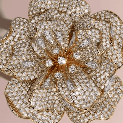 Creative 4ct Round Cut White Sapphire Flower-Shaped Women's Engagement Ring in Gold-JEWELBUYS