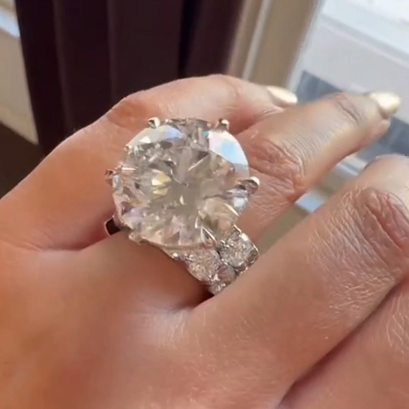 14.24ctw Classic Round White Sapphire Stacking Engagement Ring-JEWELBUYS