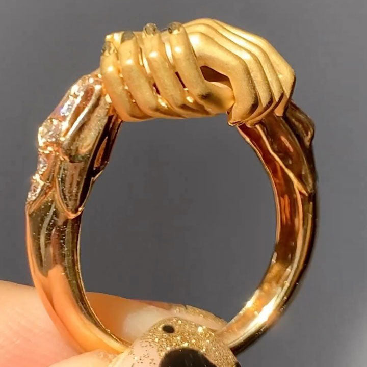 3 ctw Round and Baguette-Cut Sapphire Hand-Shaped Stackable Ring-JEWELBUYS