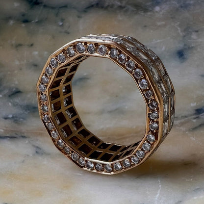 5.25Ctw Square Ascher-Cut Double Row of Sapphires - Eternity Band-JEWELBUYS