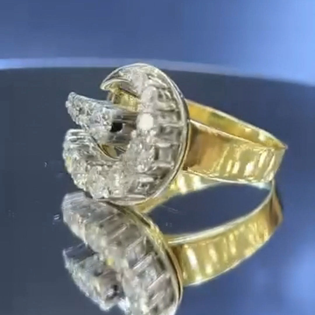 1.8ctw Vintage Style Round Sapphire Two-Tone Plated Ring - JEWELBUYS