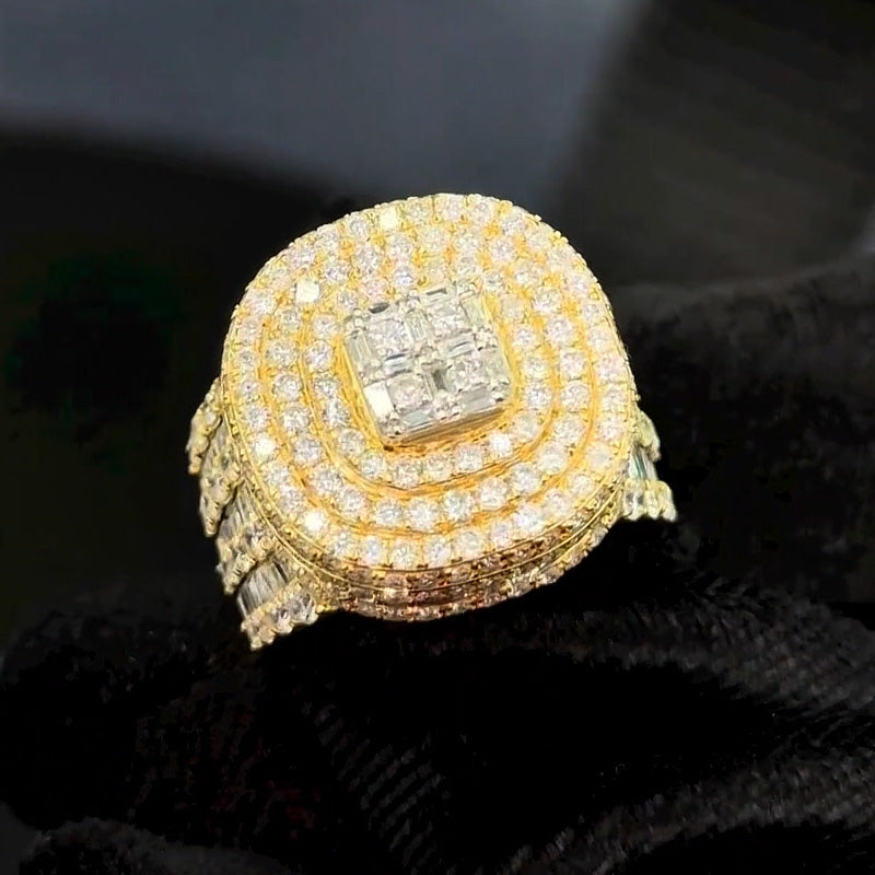 5.57ctw Full Ice Baguette and Round Sapphire Ring-JEWELBUYS