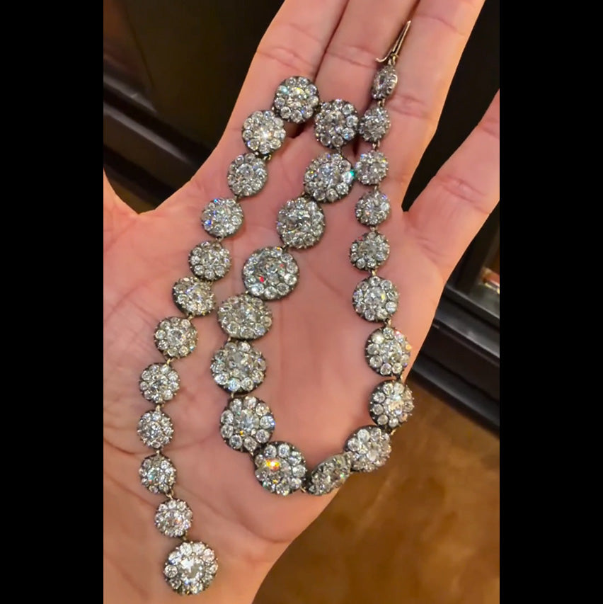 30Ctw Floral Pattern Necklace with Multiple Small Sapphires-JEWELBUYS