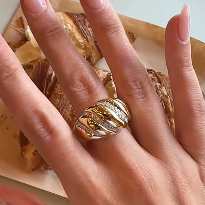 2 ctw White Sapphire Round Cut Croissant Ring - JEWELBUYS