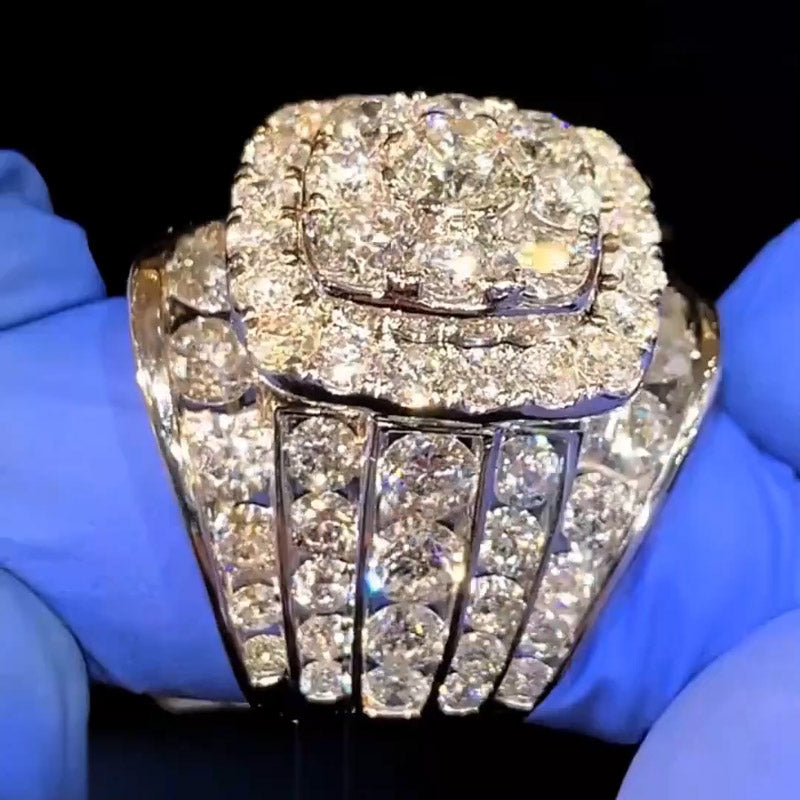 7.79Ctw Round Sapphire Giant Gemstone Engagement Ring-JEWELBUYS