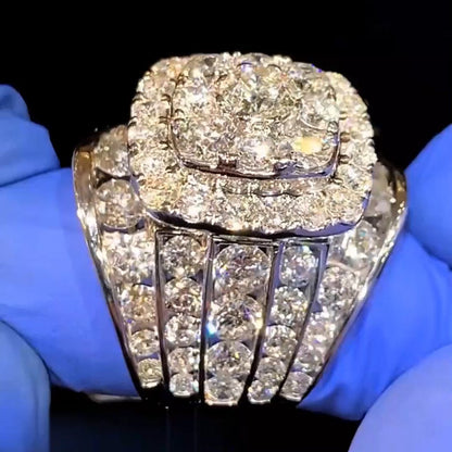 7.79Ctw Round Sapphire Giant Gemstone Engagement Ring-JEWELBUYS