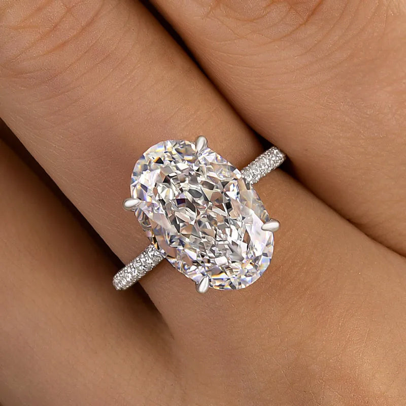 7ct Oval & Round Cut White Sapphire Crushed Ice Engagement Ring-JEWELBUYS