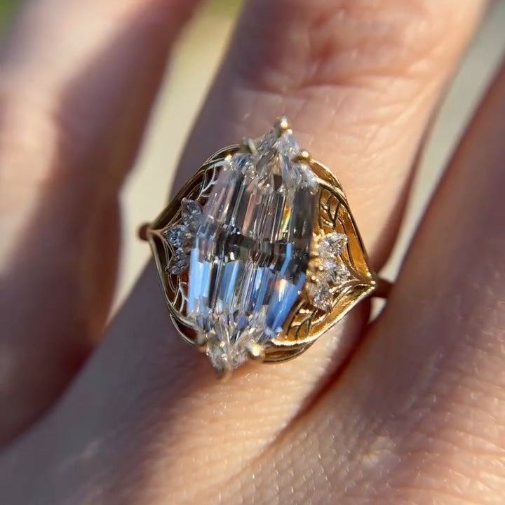 6.0Ctw Custom-cut vintage openwork sapphire engagement ring-JEWELBUYS