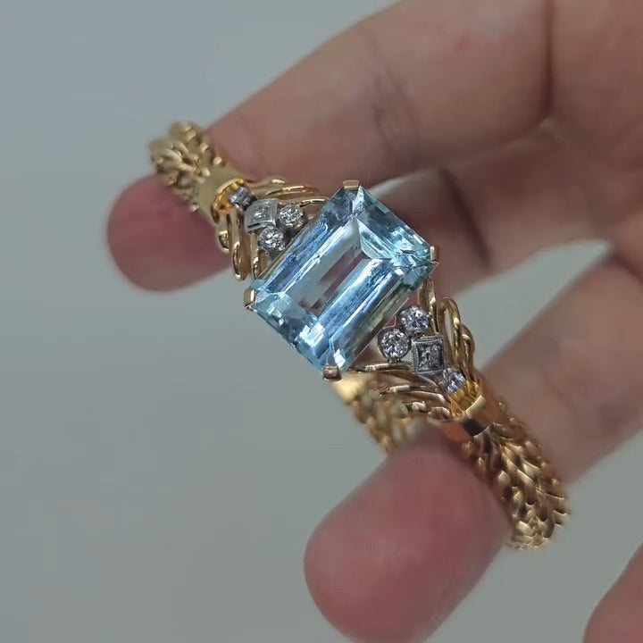 16Ct Emerald-Cut Aquamarine Cute Bracelet-JEWELBUYS