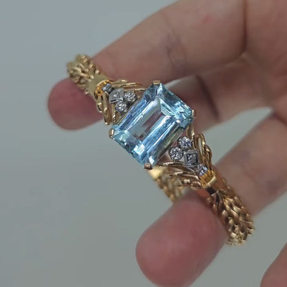 16Ct Emerald-Cut Aquamarine Cute Bracelet-JEWELBUYS