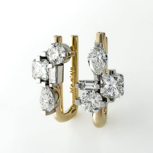 3.5Ctw Multi-cut Four-stone Sapphire Earrings-JEWELBUYS