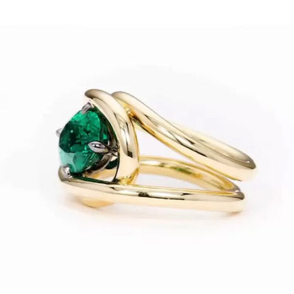 Stylish 5.8ct Oval Cut Emerald Split Shank Engagement Ring-JEWELBUYS