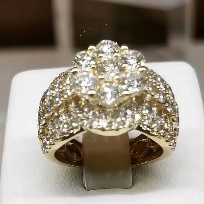 3.0Ctw Round Cut Sapphire Elegant Flower Ring-JEWELBUYS