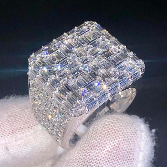 2ct Baguette Cut White Sapphire Open Ring-JEWELBUYS