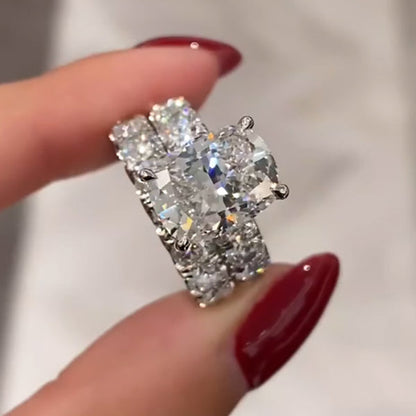 8.0ct Cushion Cut Ring and Band Set -JEWELBUYS