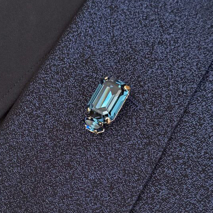4.0-Carat Emerald-Cut Sapphire Brooch-JEWELBUYS