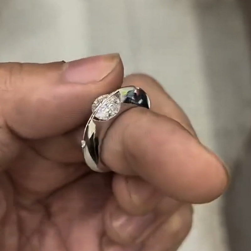 2.0ct Round White Sapphire Simple Orbit Engagement Ring-JEWELBUYS