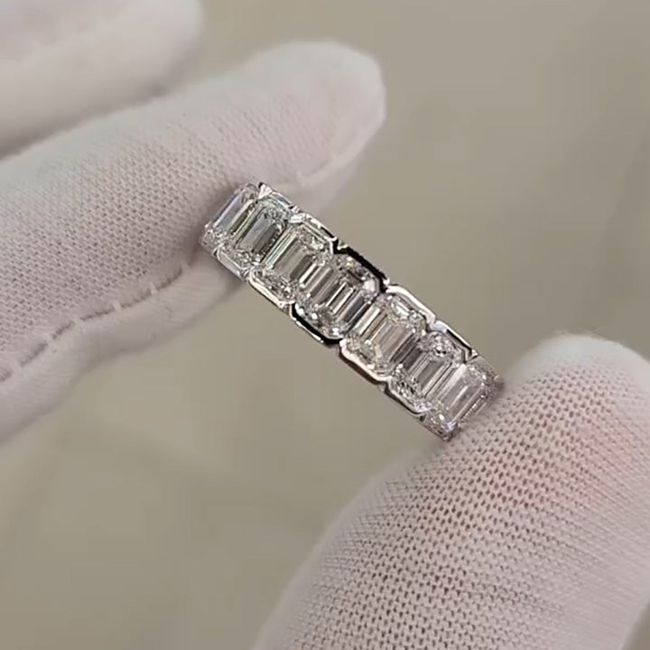 5ctw Emerald Cut White Sapphire Row Ring-JEWELBUYS