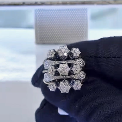 1.1Ctw Layered Flower Sapphire Ring-JEWELBUYS