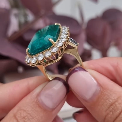 21Ctw Colombian Emerald and Sapphire Ring-JEWELBUYS