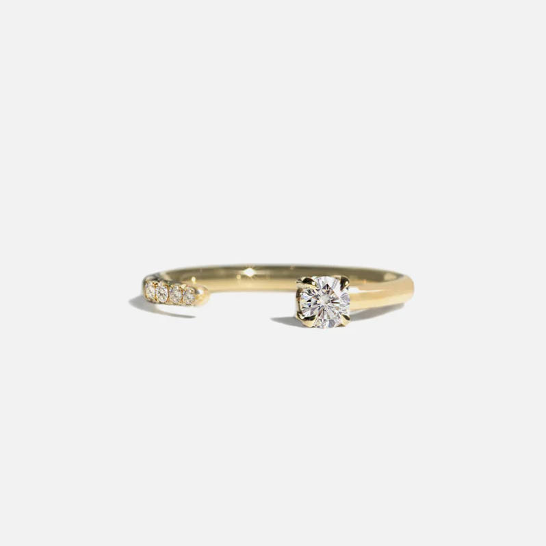 Personalized 2ct Emerald & Round Cut Green & White Sapphire Opening Ring-JEWELBUYS