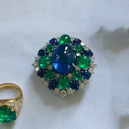 4.8Ctw Cabochon Gemstone Vintage Ring Brooch-JEWELBUYS