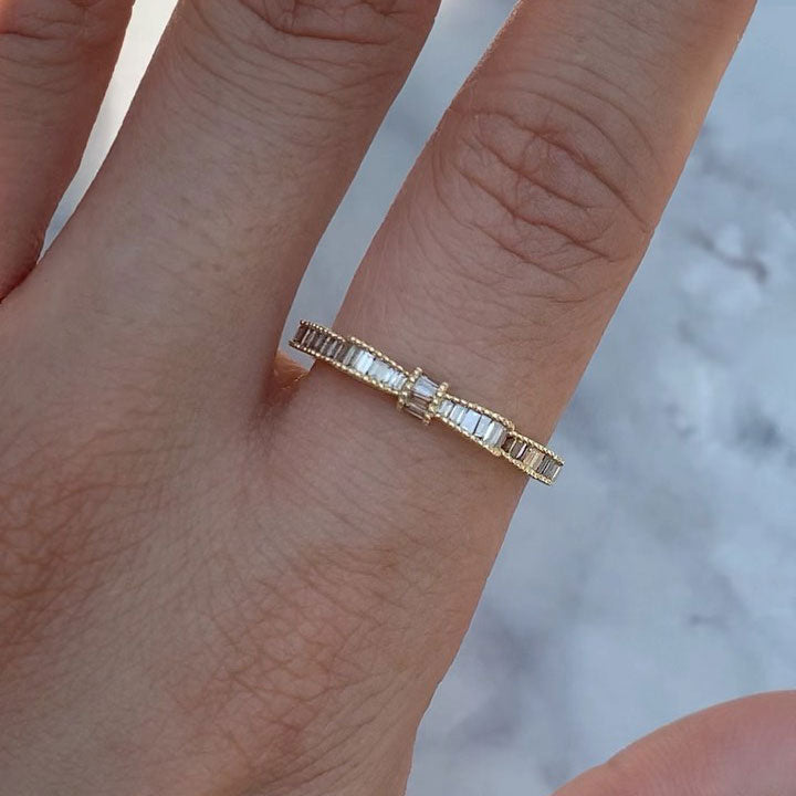 3 ctw Round and Baguette-Cut Sapphire Hand-Shaped Stackable Ring-JEWELBUYS