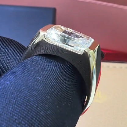 6ct Radiant Cut White Sapphire East-West Setting Men's Engagement Ring-JEWELBUYS