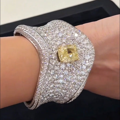 19Ctw Fancy Yellow Fully Pavé-Set Sapphire Bangle-JEWELBUYS