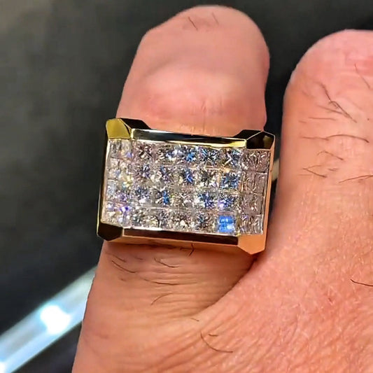 Classic 5.5ctw Princess Cut Invisible Set Ring -JEWELBUYS