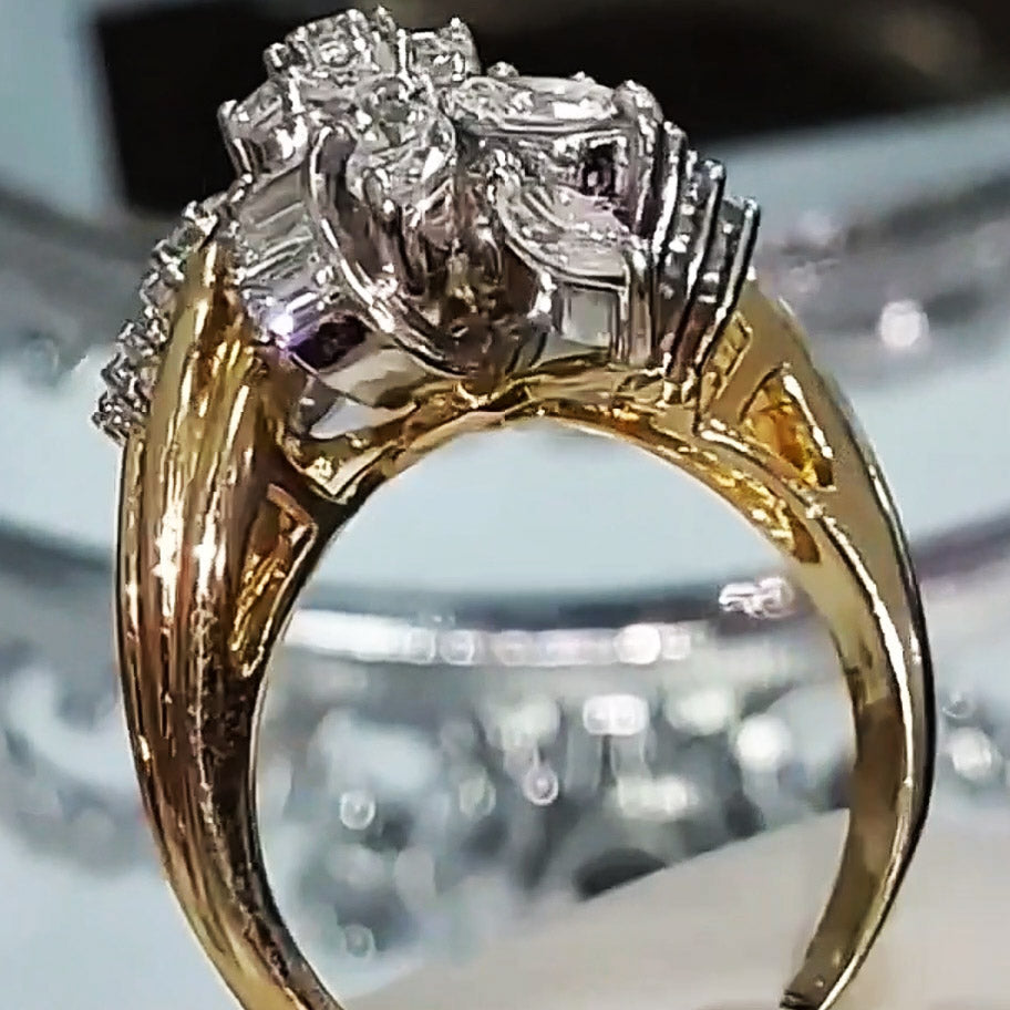 1.5ctw Multi-Cut White Sapphire Cluster Art Ring-JEWELBUYS