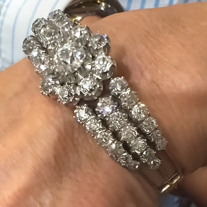 13.75 Ctw Round-cut white sapphire adorned with floral vintage-style bracelet-JEWELBUYS