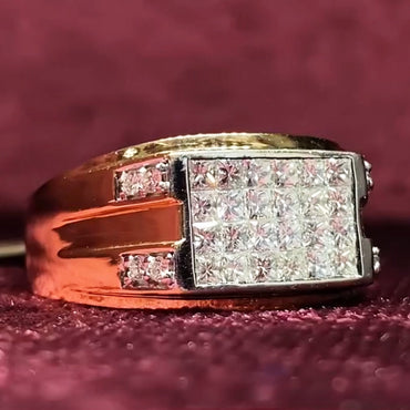 2.7ctw Princess Cut Men's Invisible White Sapphire Ring-JEWELBUYS