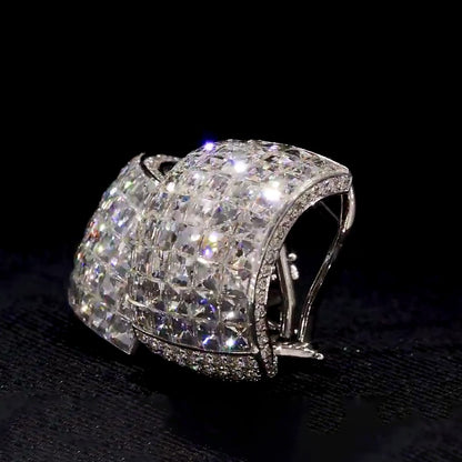 7.0ctw Princess Cut White Sapphire Big Hug Earrings-JEWELBUYS