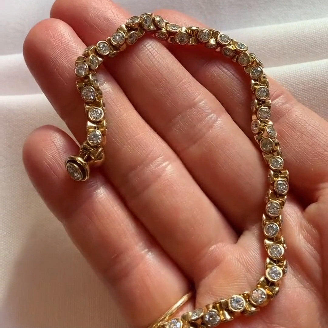 6.0ctw Round Cut Bezel Set White Sapphire 360° Tennis Bracelet - JEWELBUYS