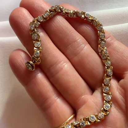 6.0ctw Round Cut Bezel Set White Sapphire 360° Tennis Bracelet - JEWELBUYS