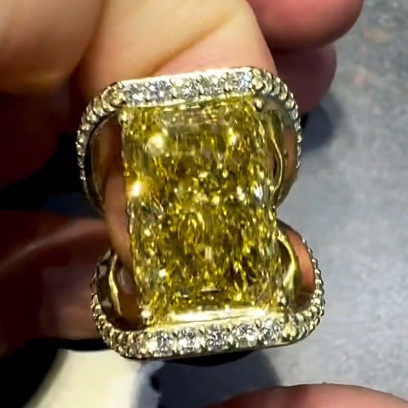 14.5ctw Stunning Yellow Sapphire Art Ring-JEWELBUYS