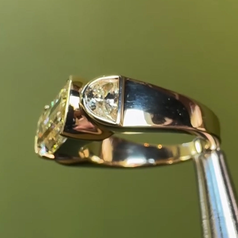 5.0ctw Emerald and Half-Moon Cut Yellow Sapphire Ring-JEWELBUYS