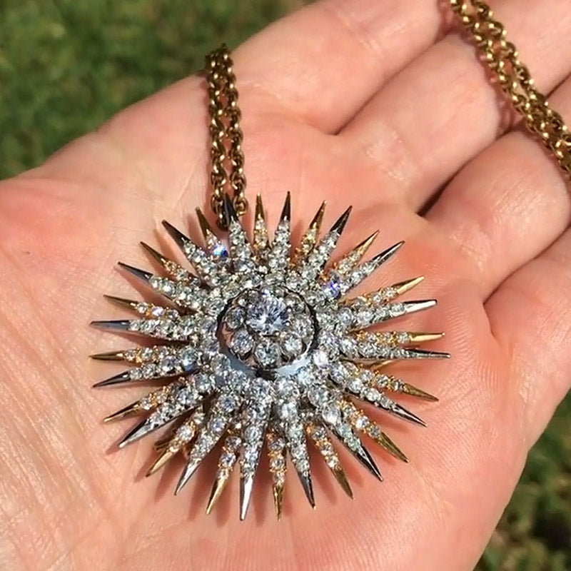 8.44Ctw Round Cut White Sapphire Pin Pendant Necklace-JEWELBUYS