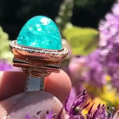 16Ctw Blue Cabochon Gorgeous Ring-JEWELBUYS