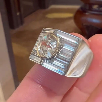 2.0ct Old European Cut White Sapphire Modern Ring - JEWELBUYS