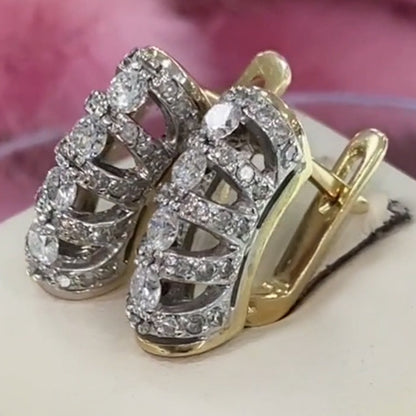 Classic style exquisite design white sapphire ring and earrings- JEWELBUYS