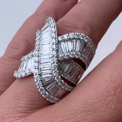 5.0Ctw Baguette Cut Unique Shape Wrap Ring-JEWELBUYS