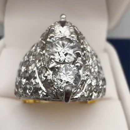 5.0Ctw Round Cut Sapphire Full-Set Engagement Ring- JEWELBUYS