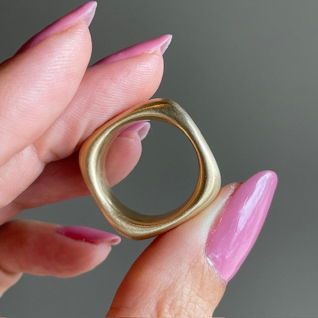 Chunky Square-Cushion Gold Ring-JEWELBUYS